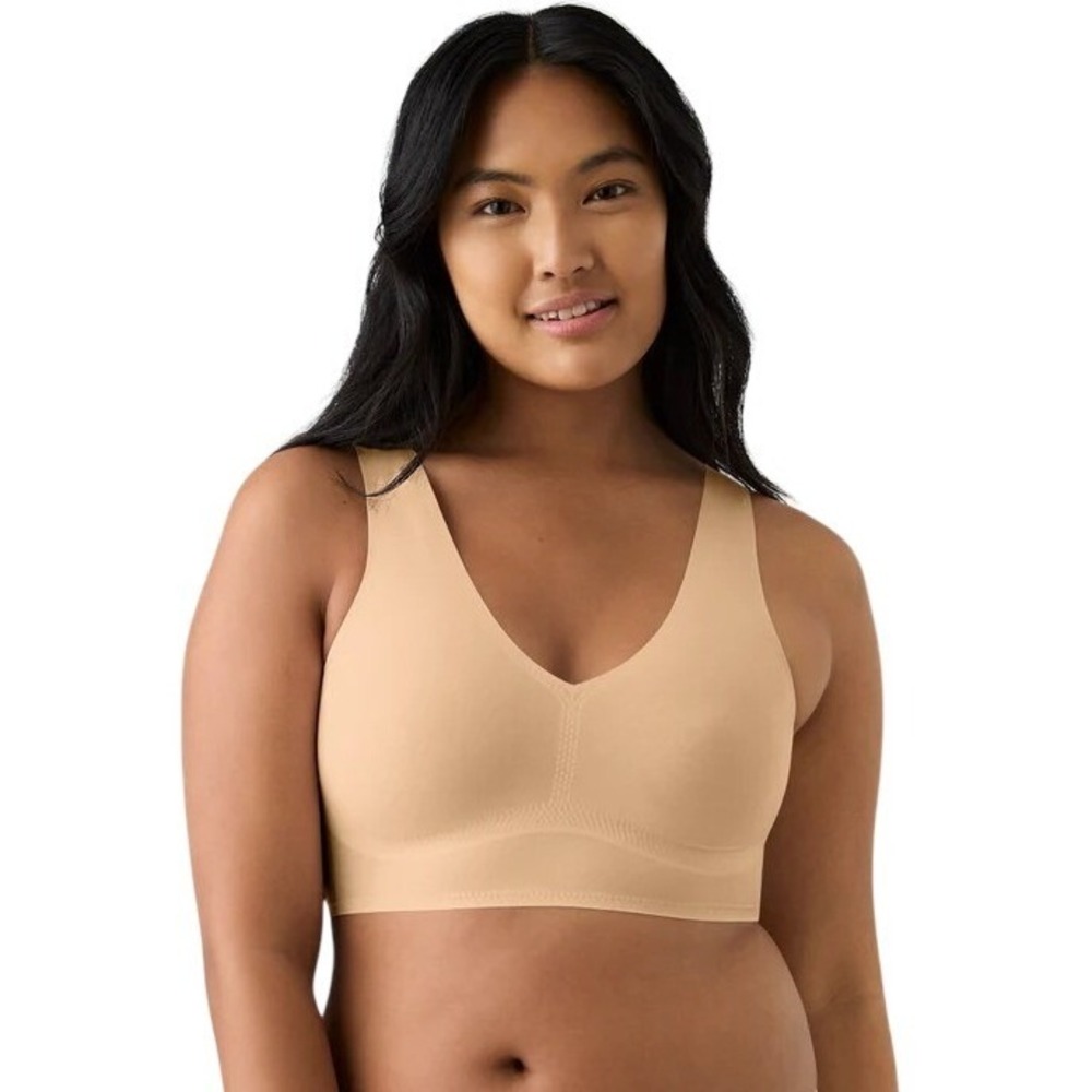True Womens Body V-Neck Bra Size Large Desert Style TR16802 Wireless Stretch EUC
